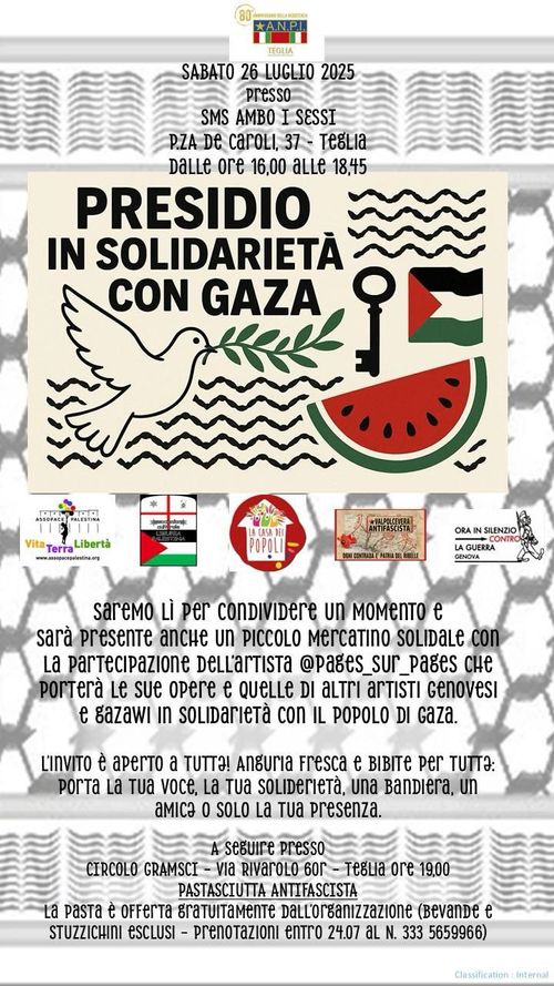 Presidio in solidarietà con Gaza