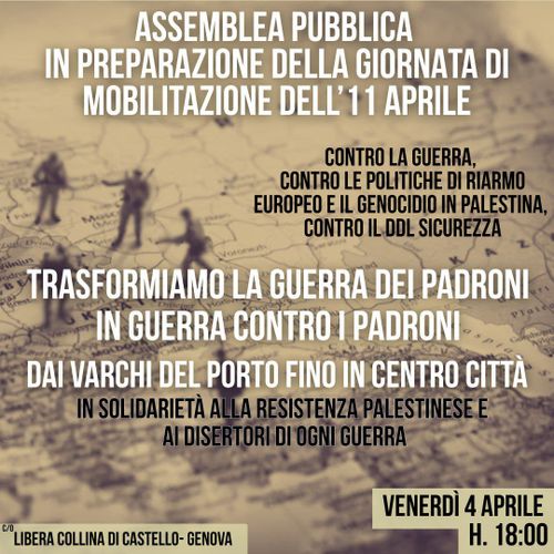 Assemblea pubblica in preparazione della giornata di mobilitazione dell'11 Aprile